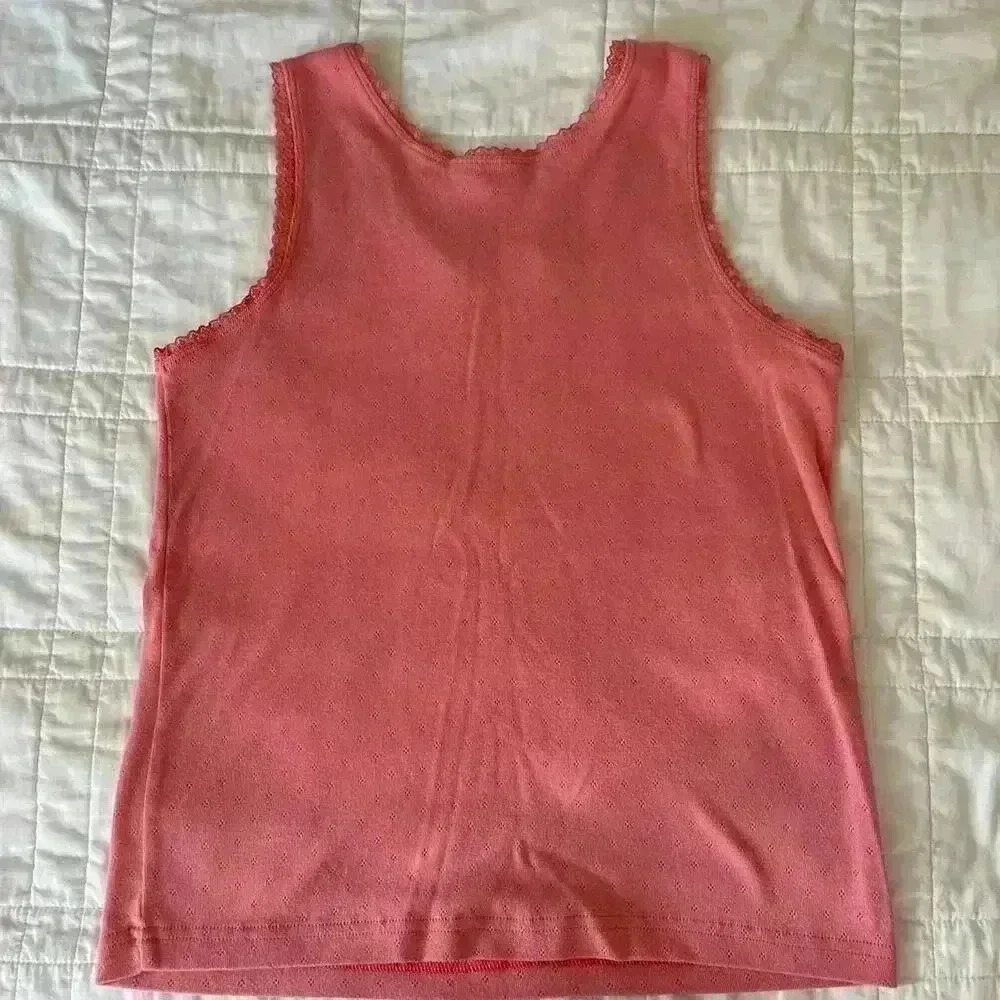 Erika & co pointelle lace pink tank top large women’s dollette summer casual - Picture 3 of 4